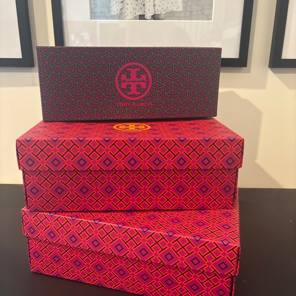 Tory Burch Geometric Patterned Boxes - Pink and Green